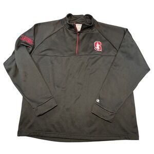 Champion Stanford Cardinal Mens Large Black Quarter Zip Pullover CBMVG1B